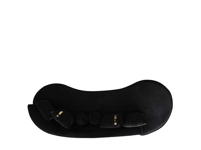 Belinda Black Velvet Curved Chaise Lounge - Ornate Home