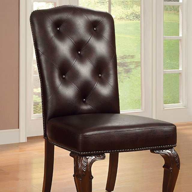 Bellagio Brown Cherry/Dark Brown Leatherette Side Chair (Set of 2) - Ornate Home