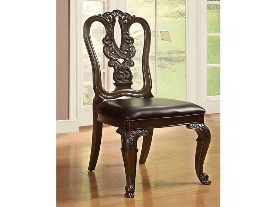Bellagio Brown Cherry/Dark Brown Wooden/Leatherette Side Chair (Set of 2) - Ornate Home