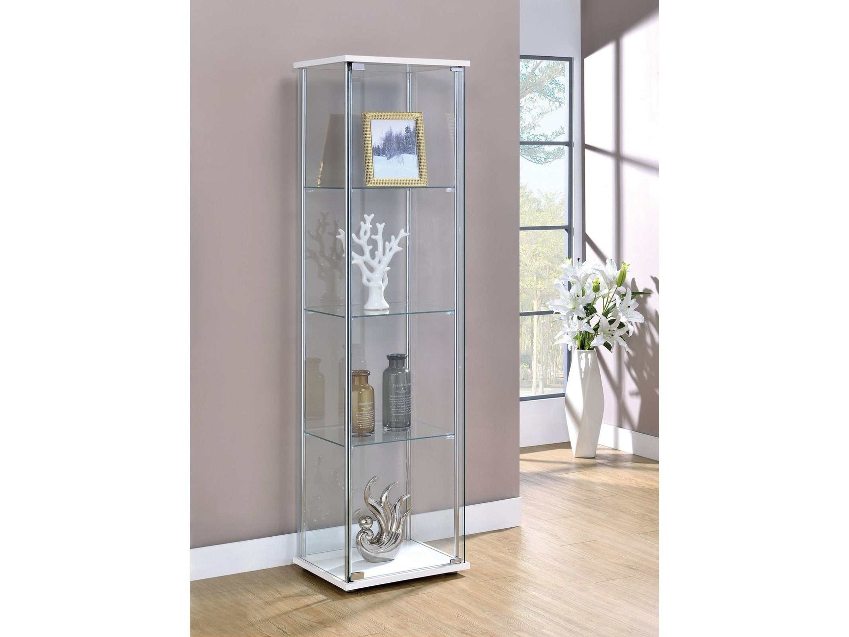 Bellatrix White & Clear Curio Cabinet - Ornate Home