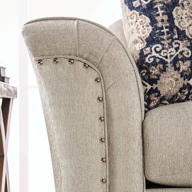 Belsize Beige/Navy Loveseat - Ornate Home