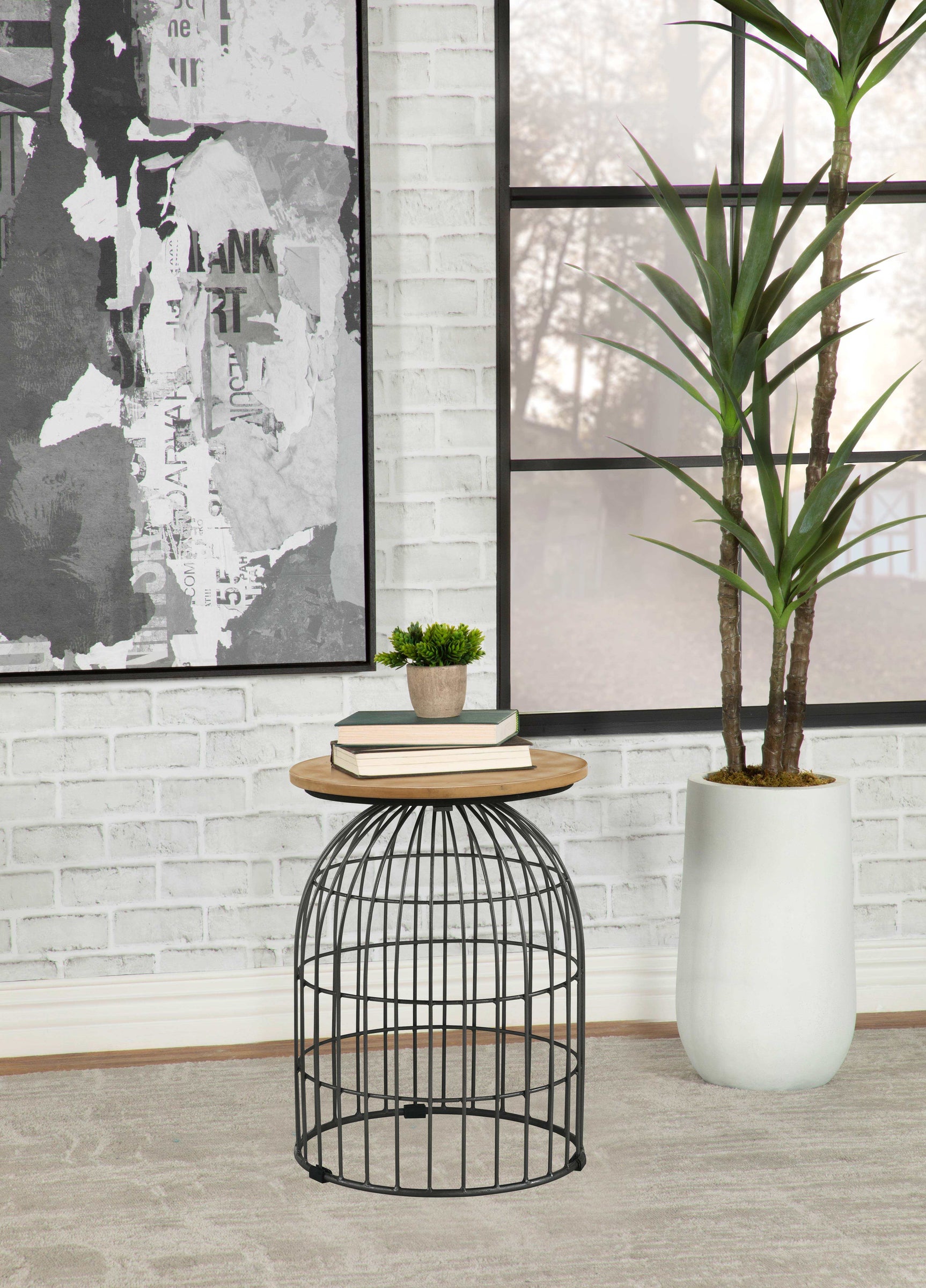 Bernardo Natural / Gunmetal Side Table - Ornate Home