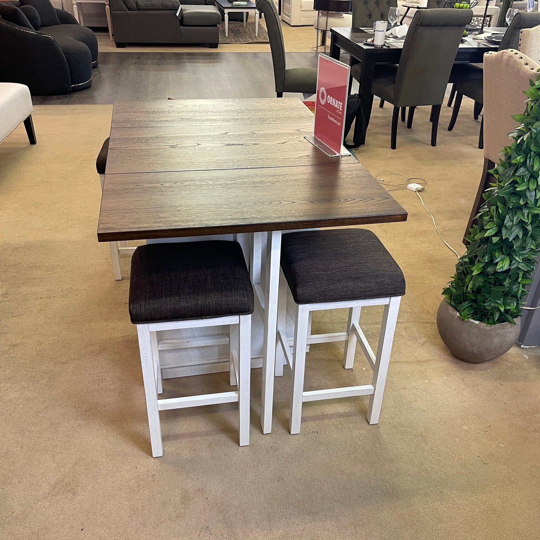 Bingham Dark Walnut & Antique White Counter Height Dining Set / 5pc - Ornate Home