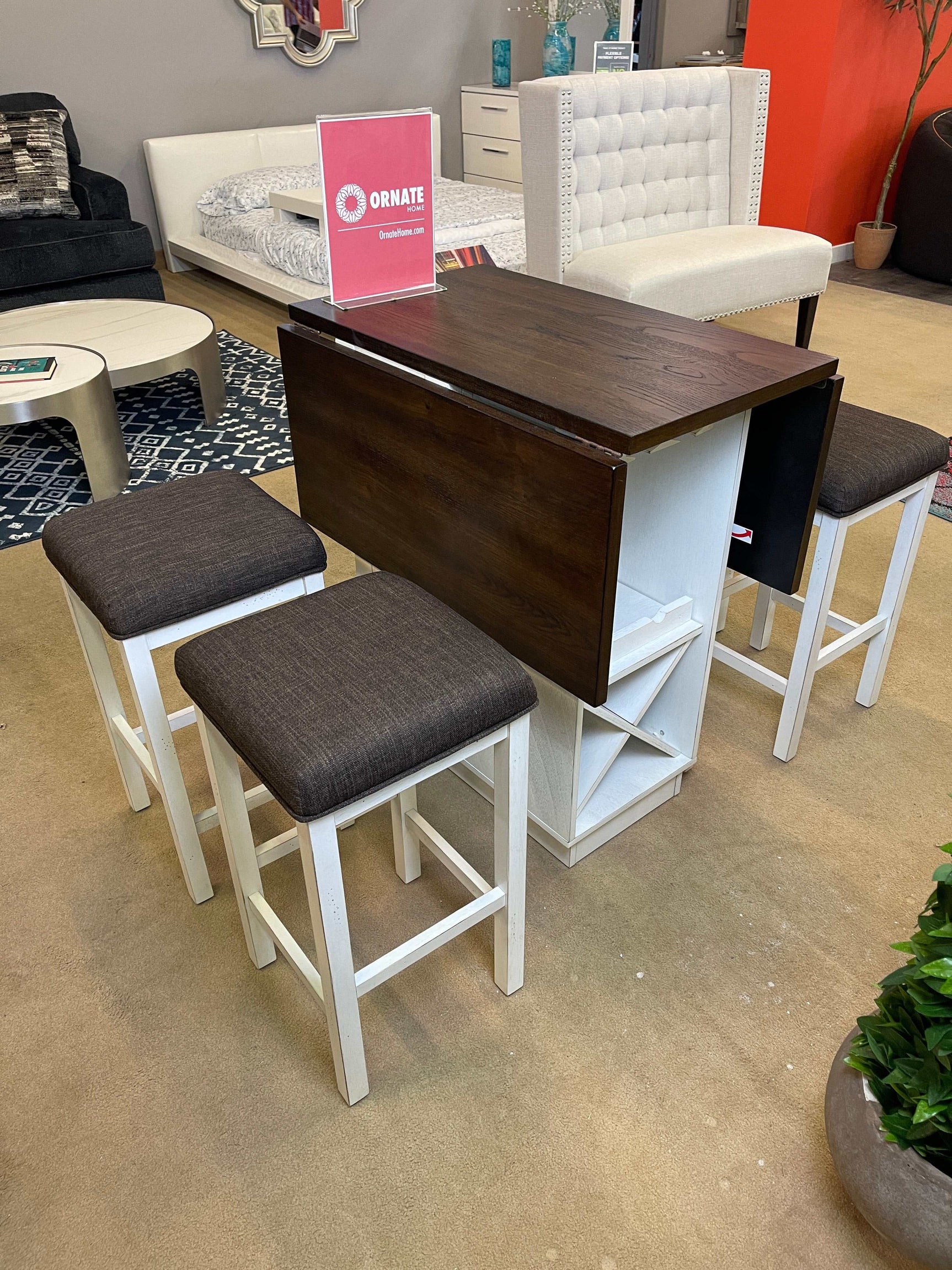 Bingham Dark Walnut & Antique White Counter Height Dining Set / 5pc - Ornate Home