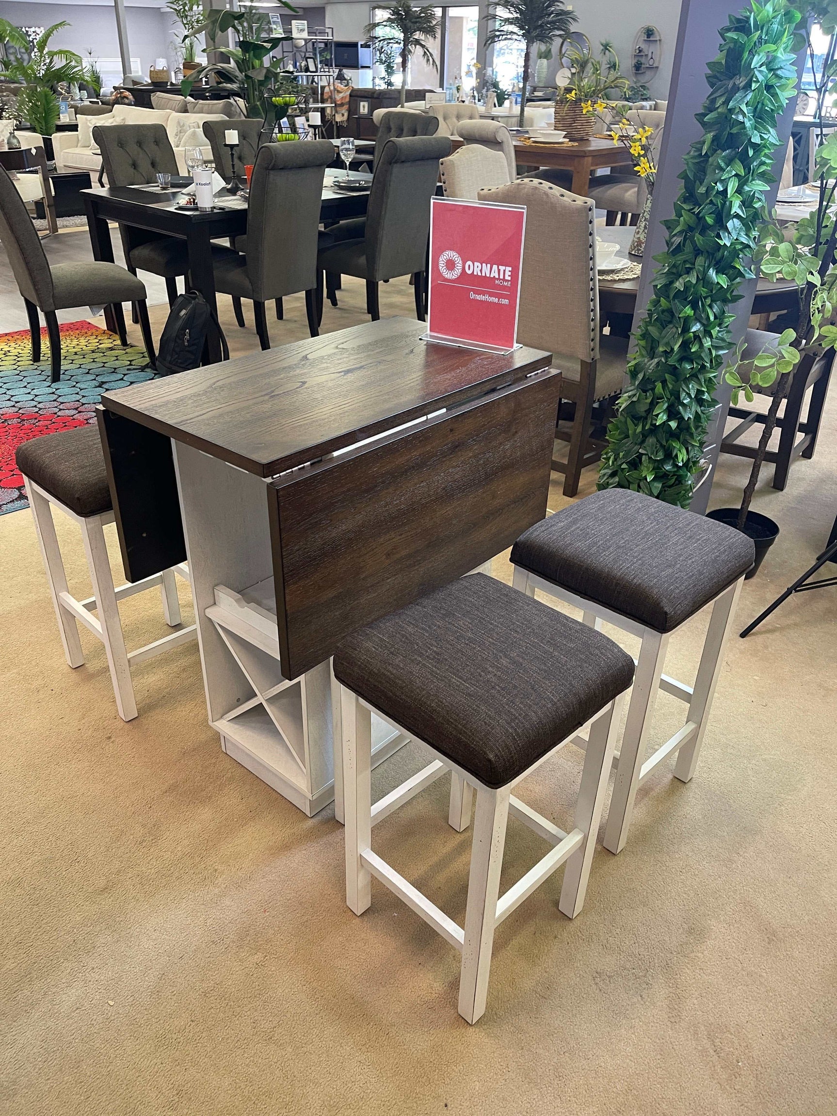 Bingham Dark Walnut & Antique White Counter Height Dining Set / 5pc - Ornate Home