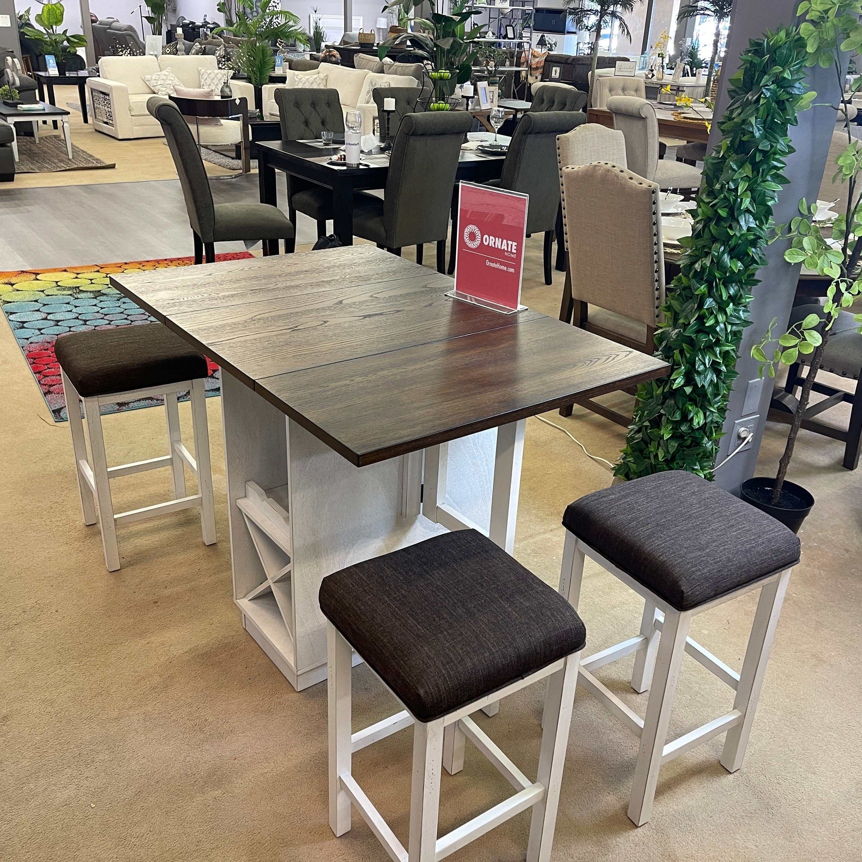 Bingham Dark Walnut & Antique White Counter Height Dining Set / 5pc - Ornate Home