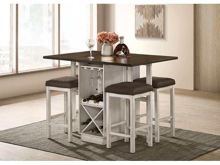 Bingham Dark Walnut & Antique White Counter Height Dining Table - Ornate Home