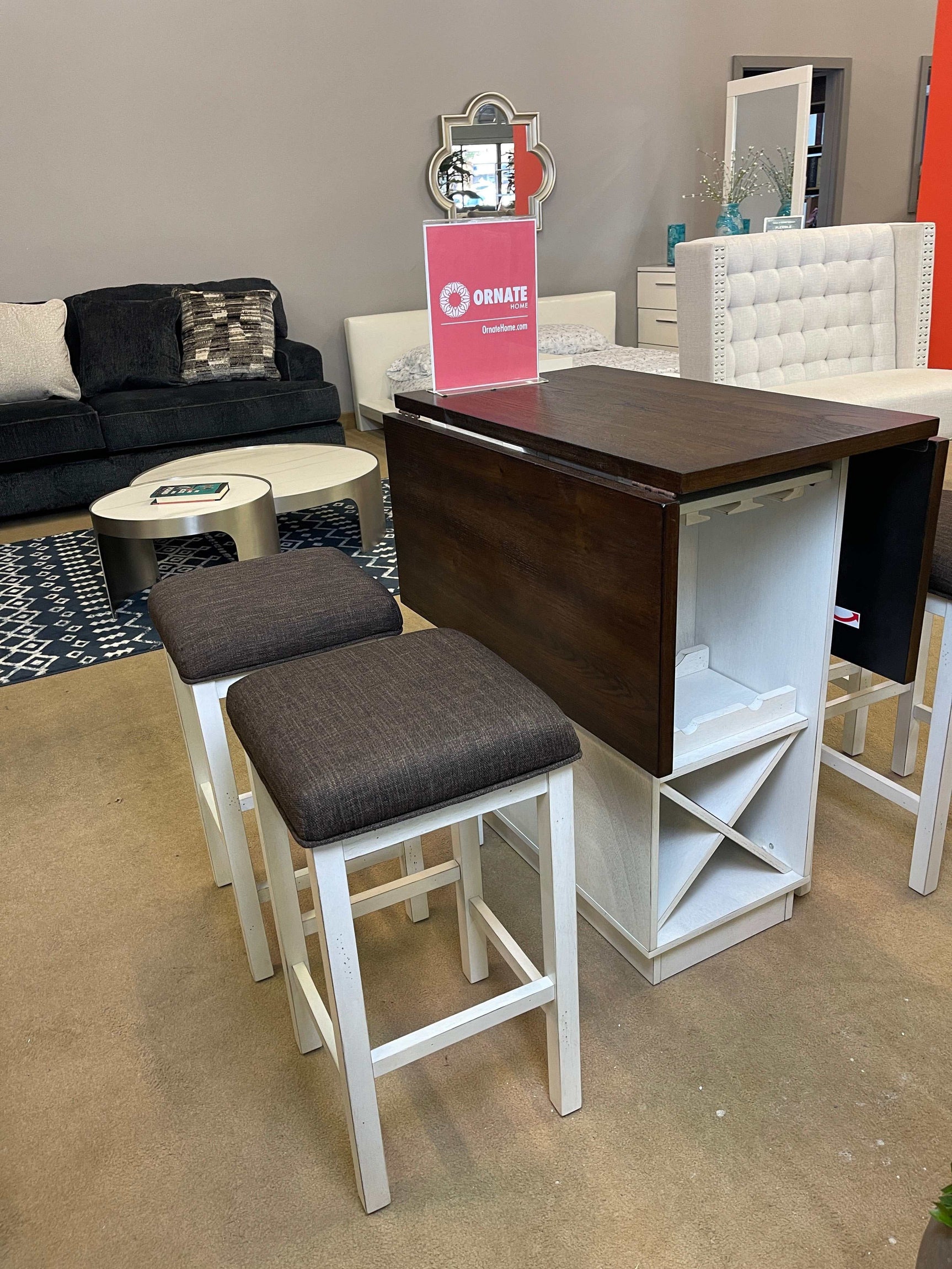 Bingham Dark Walnut & Antique White Stool (Set of 2) - Ornate Home