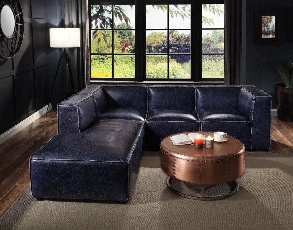 Birdie Top Grain Leather Modular Sectional Living Room Set - Ornate Home