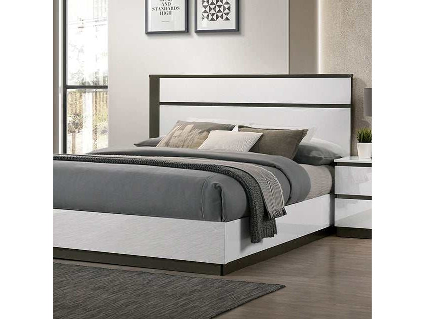 Birsfelden White/Metallic Gray Eastern King Bed - Ornate Home