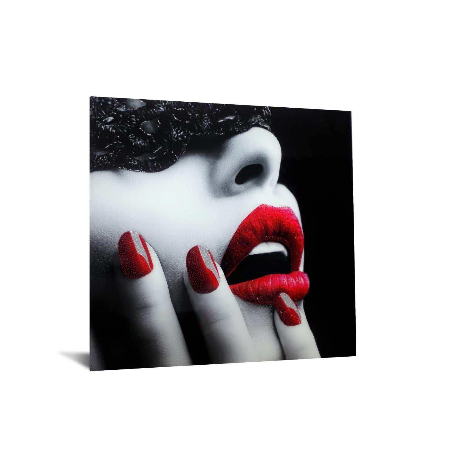 Black Lace Tempered Glass w / Foil & Rhinestones Wall ArtWall Art - Ornate Home