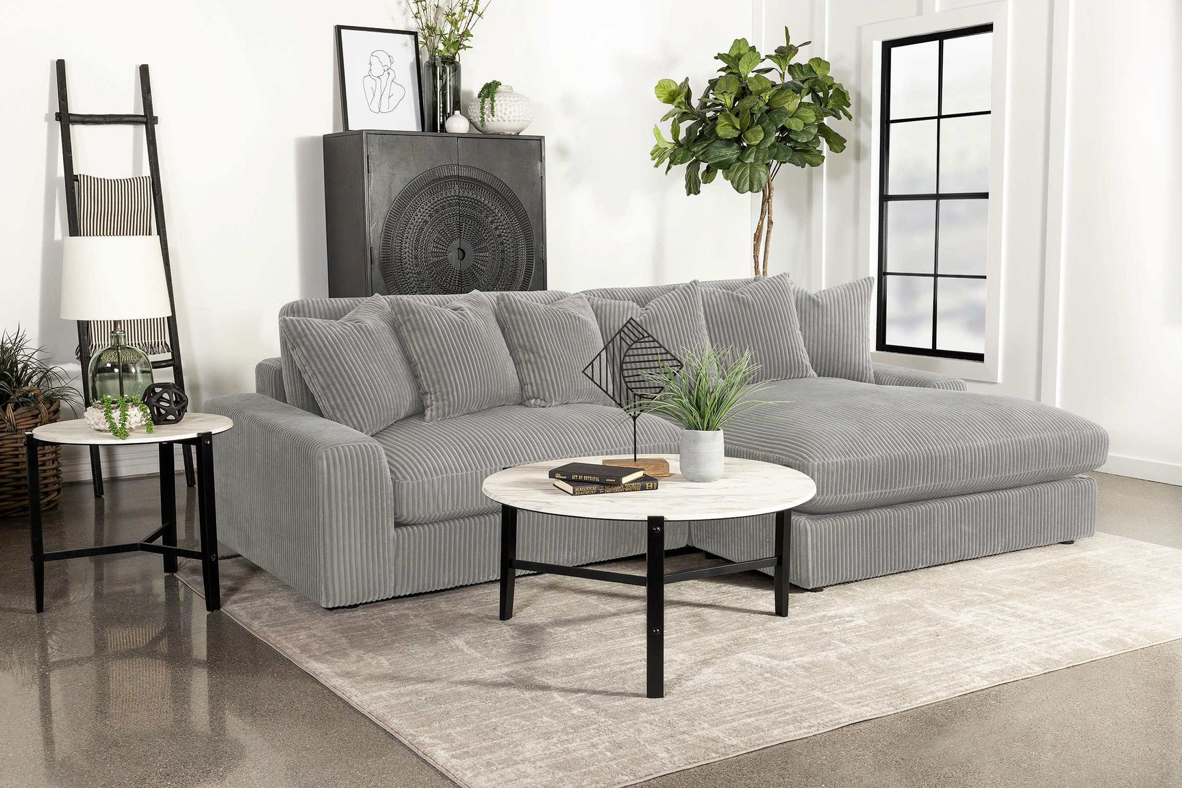 Blaine Fog Reversible Chaise 2-Piece Sectional - Ornate Home