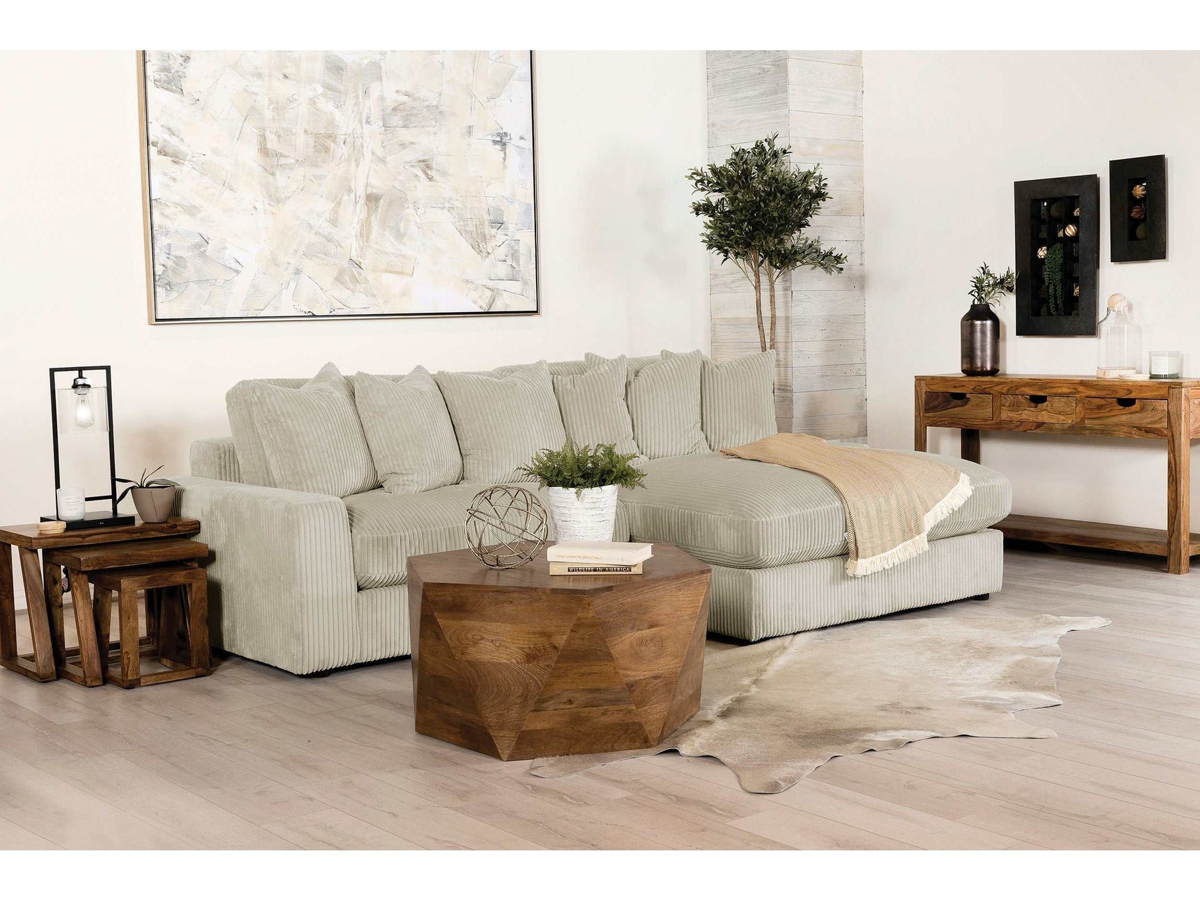 Blaine Sand Reversible Chaise 2-Piece Sectional - Ornate Home