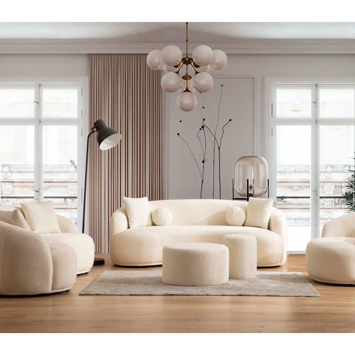 Nova Furniture Bonita Ivory Boucle Sofa & Loveseat | Ornate Home