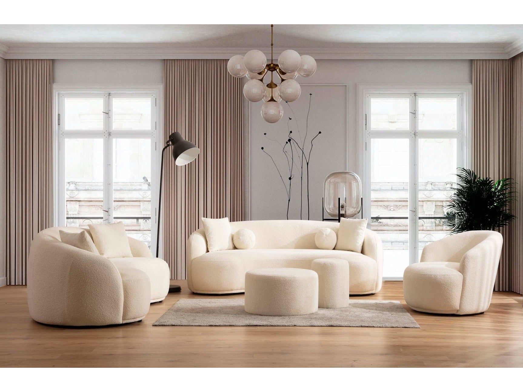Bonita Ivory Boucle Sofa & Loveseat - Ornate Home