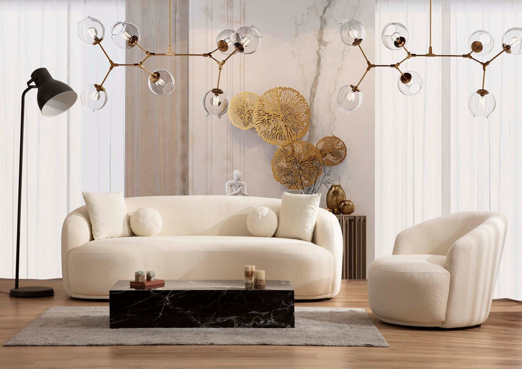 Bonita Ivory Boucle Sofa & Loveseat - Ornate Home