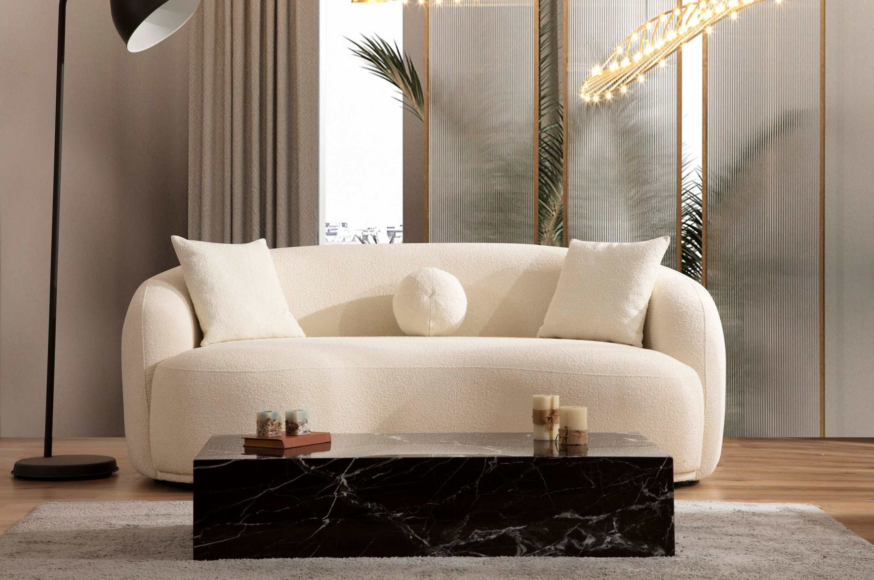 Bonita Ivory Boucle Sofa & Loveseat - Ornate Home
