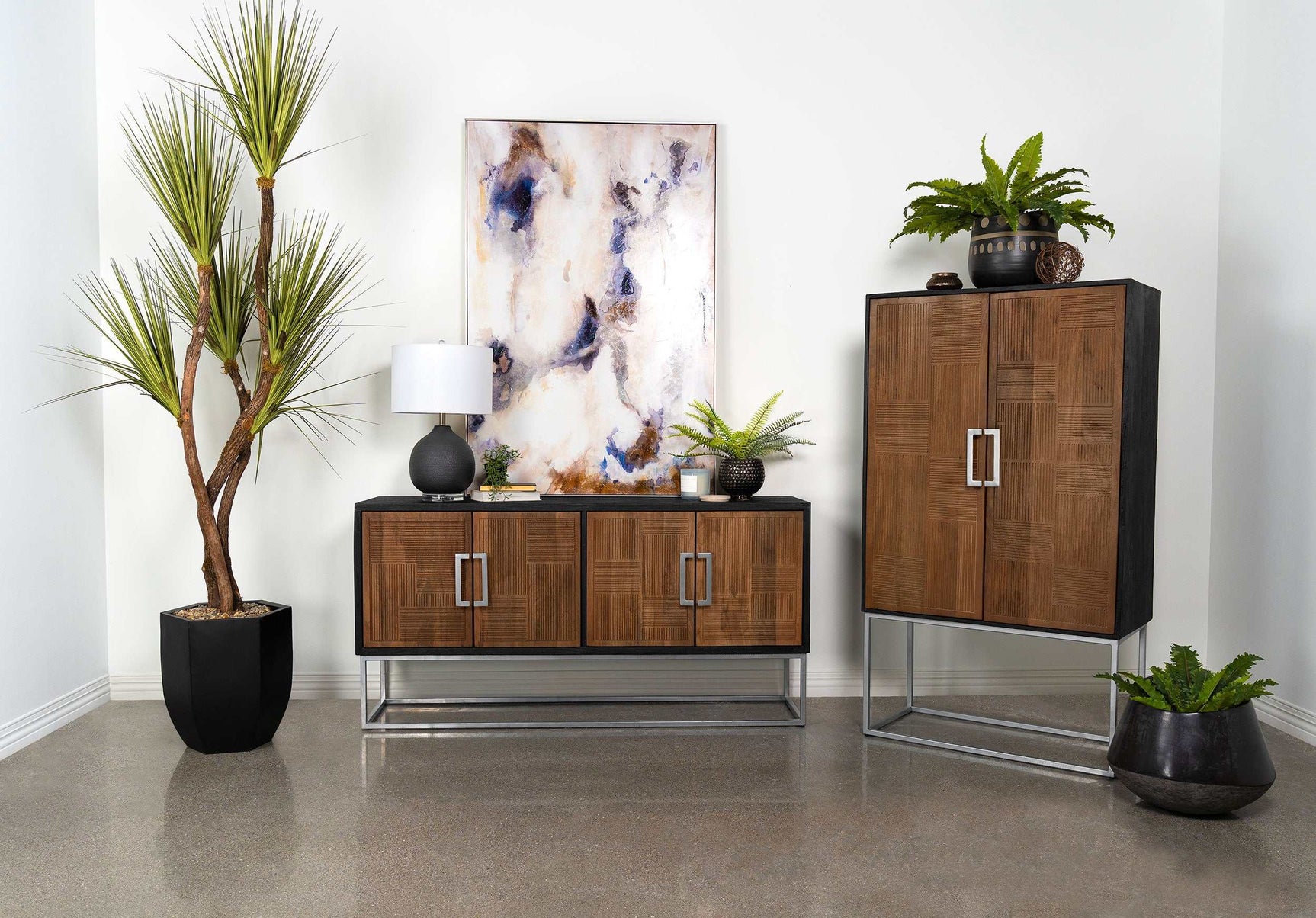 Borman Walnut / Black Accent Cabinet - Ornate Home