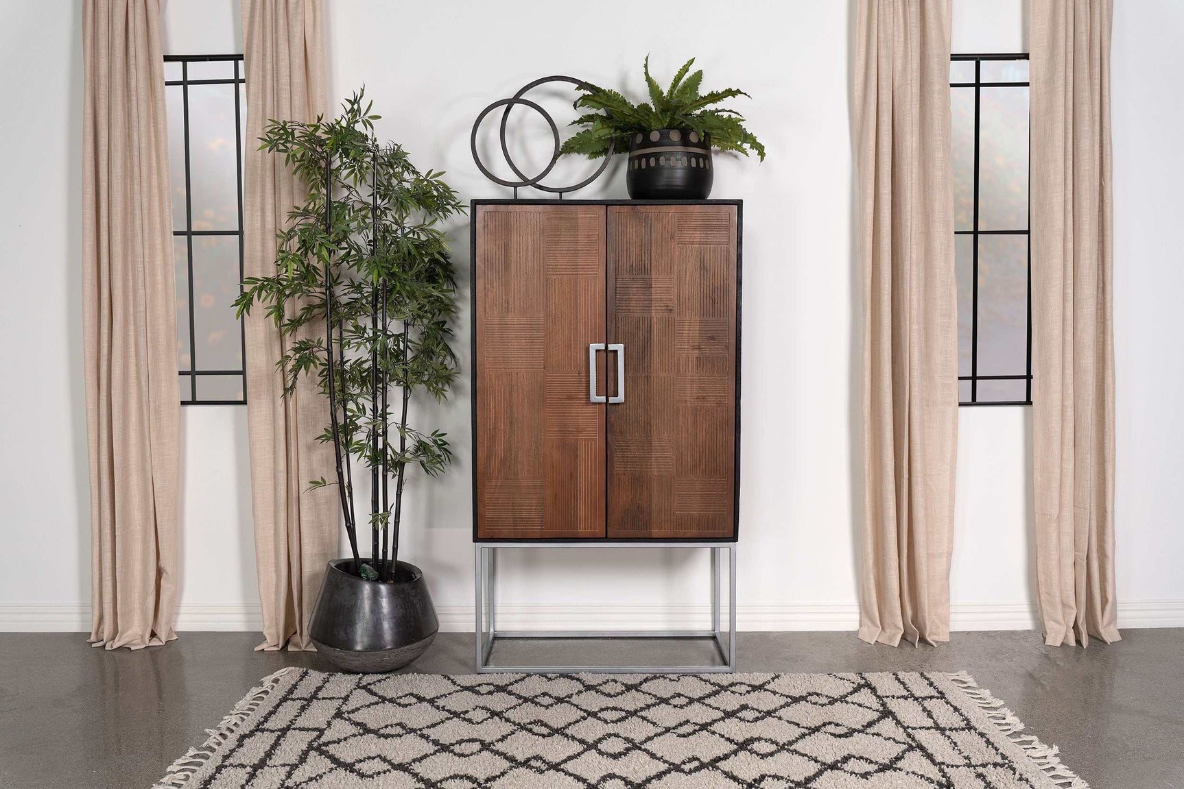 Borman Walnut / Black Bar Cabinet - Ornate Home