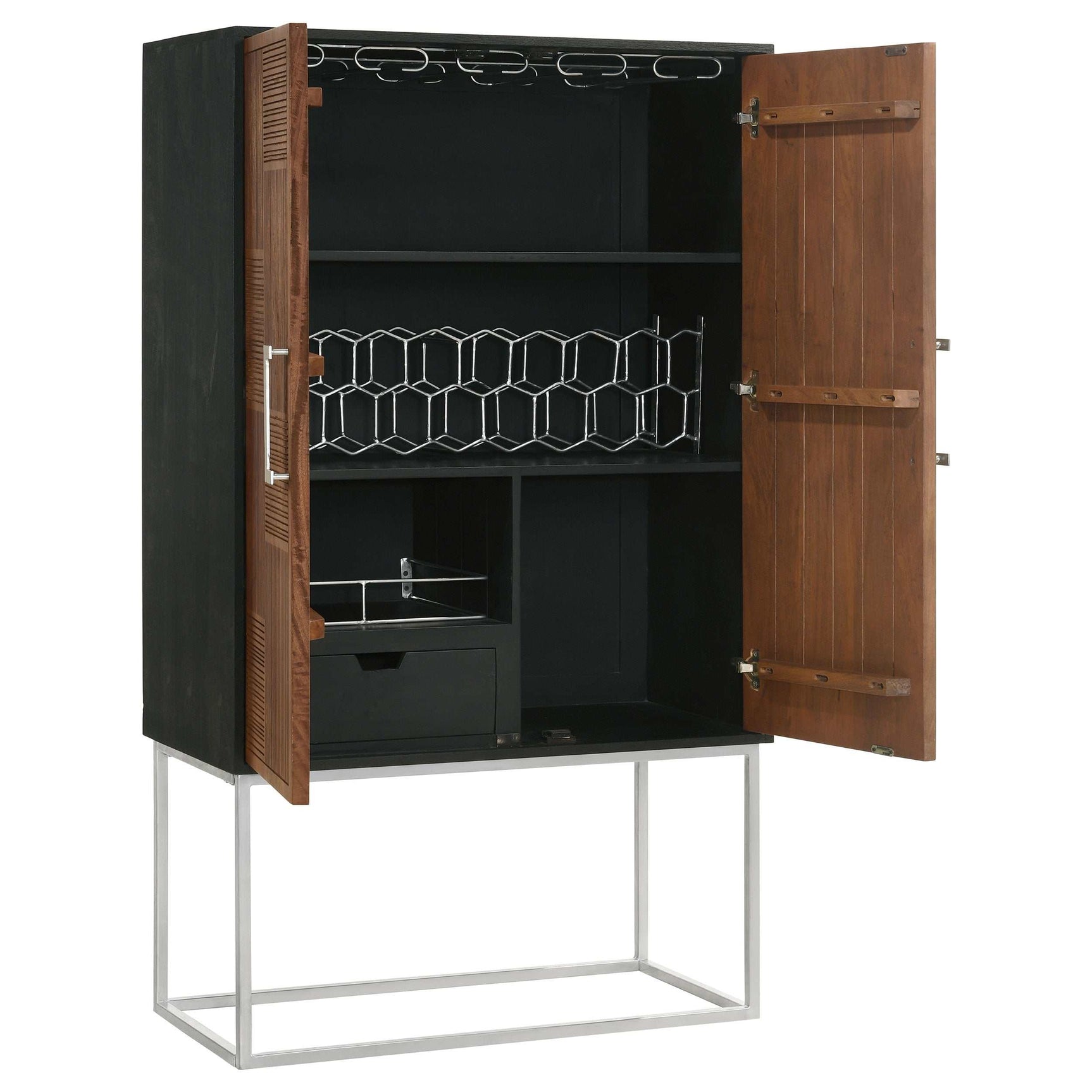 Borman Walnut / Black Bar Cabinet - Ornate Home