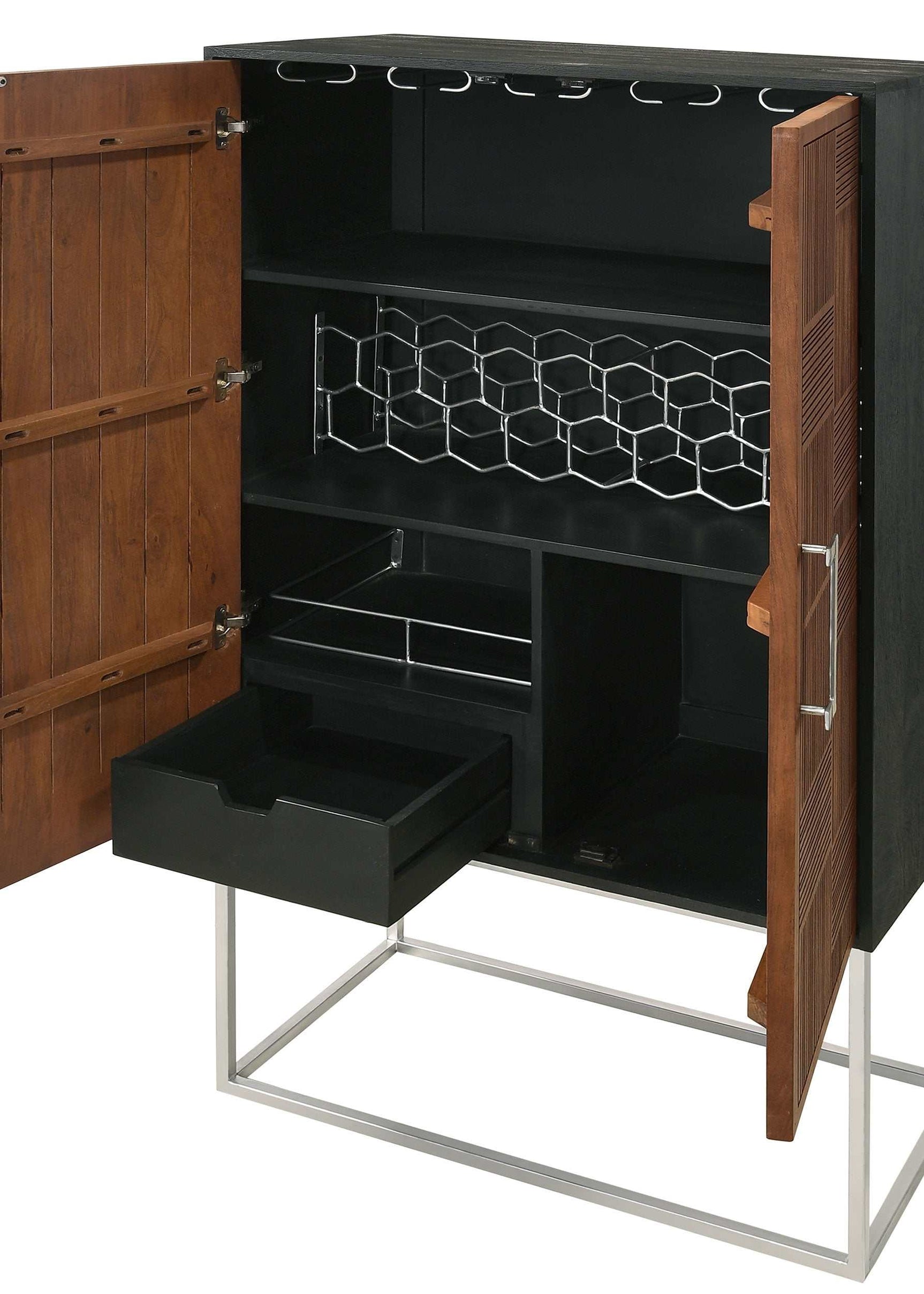 Borman Walnut / Black Bar Cabinet - Ornate Home