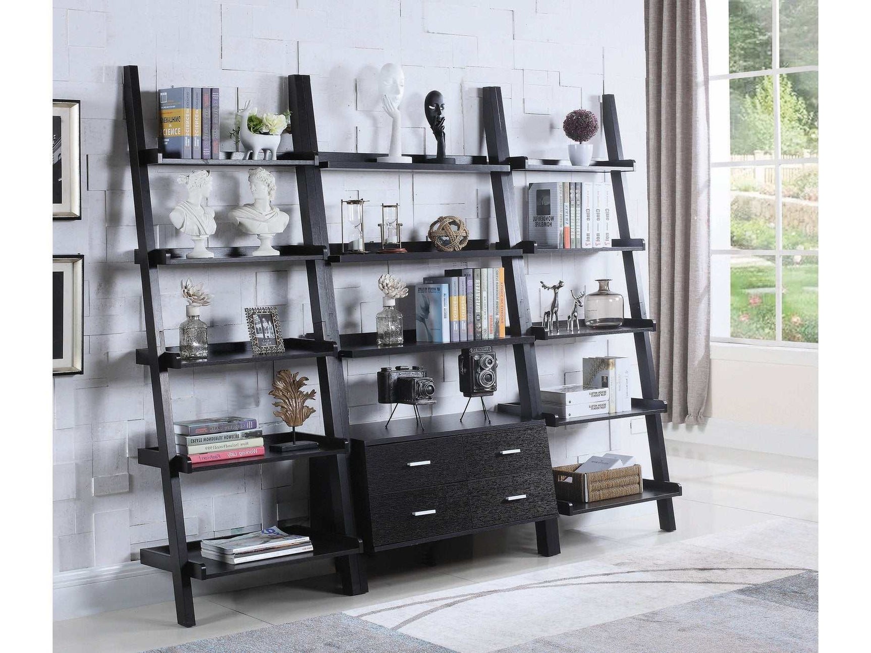 Bower Cappuccino 5 Shelf Ladder Bookcase - Ornate Home