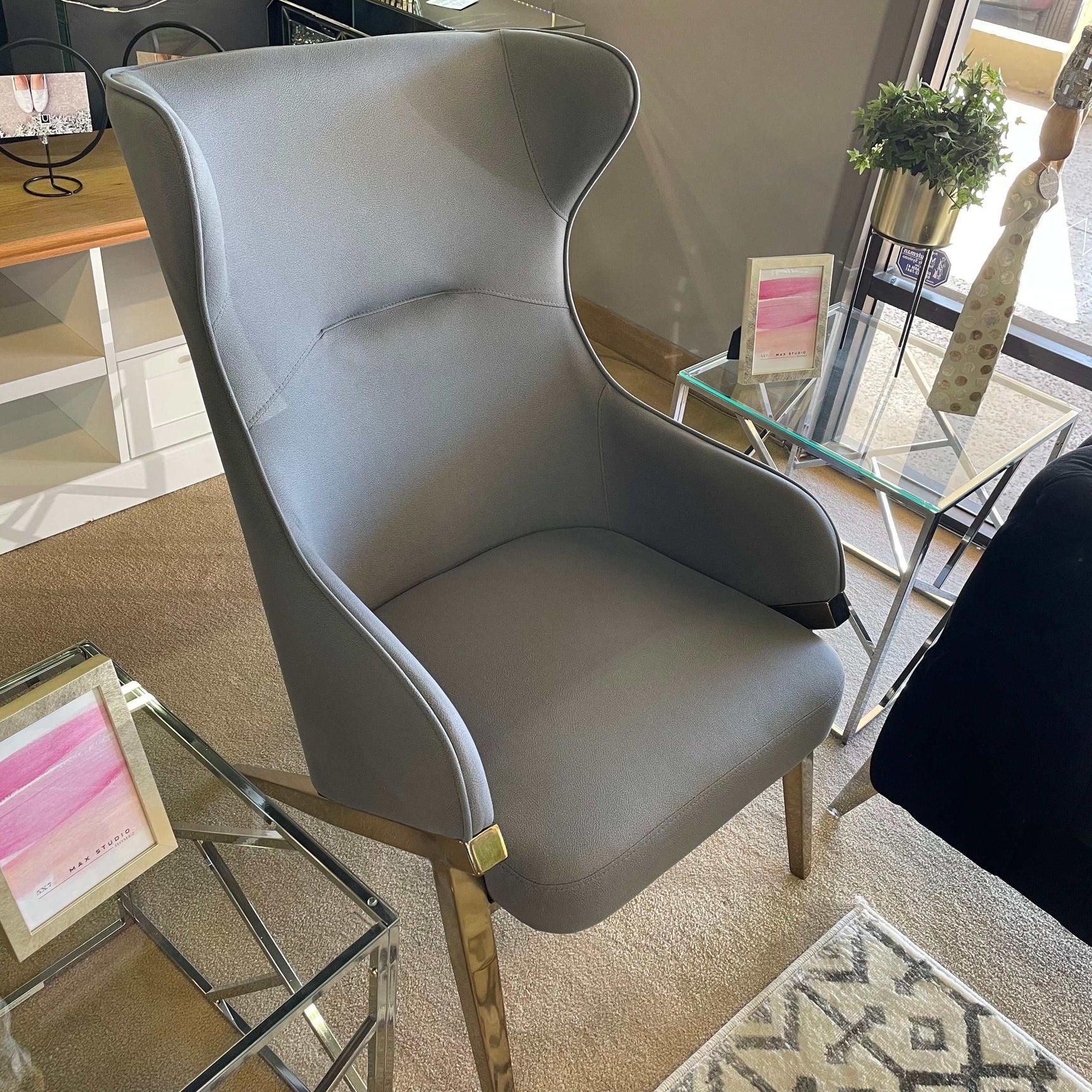 Bozarro Slate & Bronze Accent Chair - Ornate Home