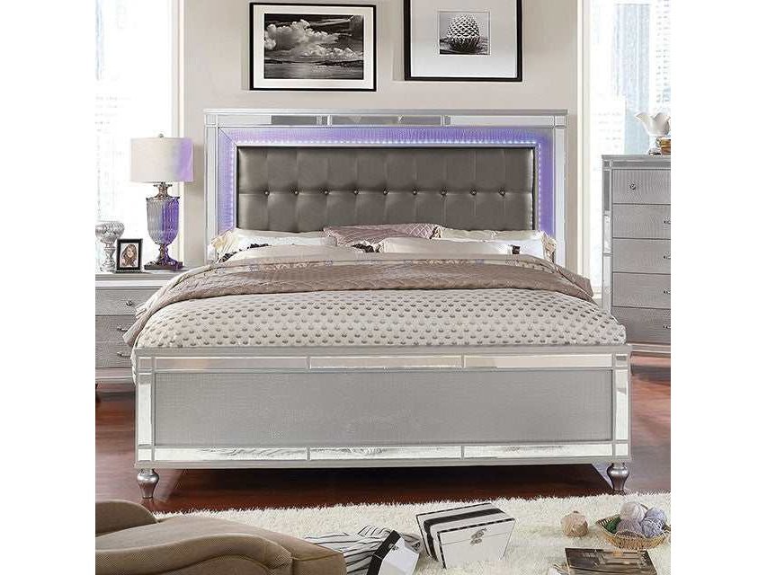 Brachium Silver E. King Bed w/ HB LED - Ornate Home