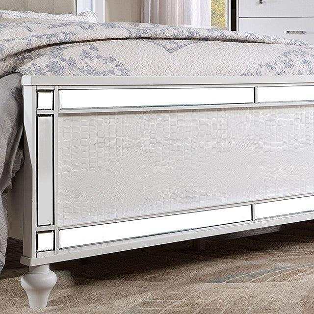 Brachium White Queen Bed w/ HB LED - Ornate Home
