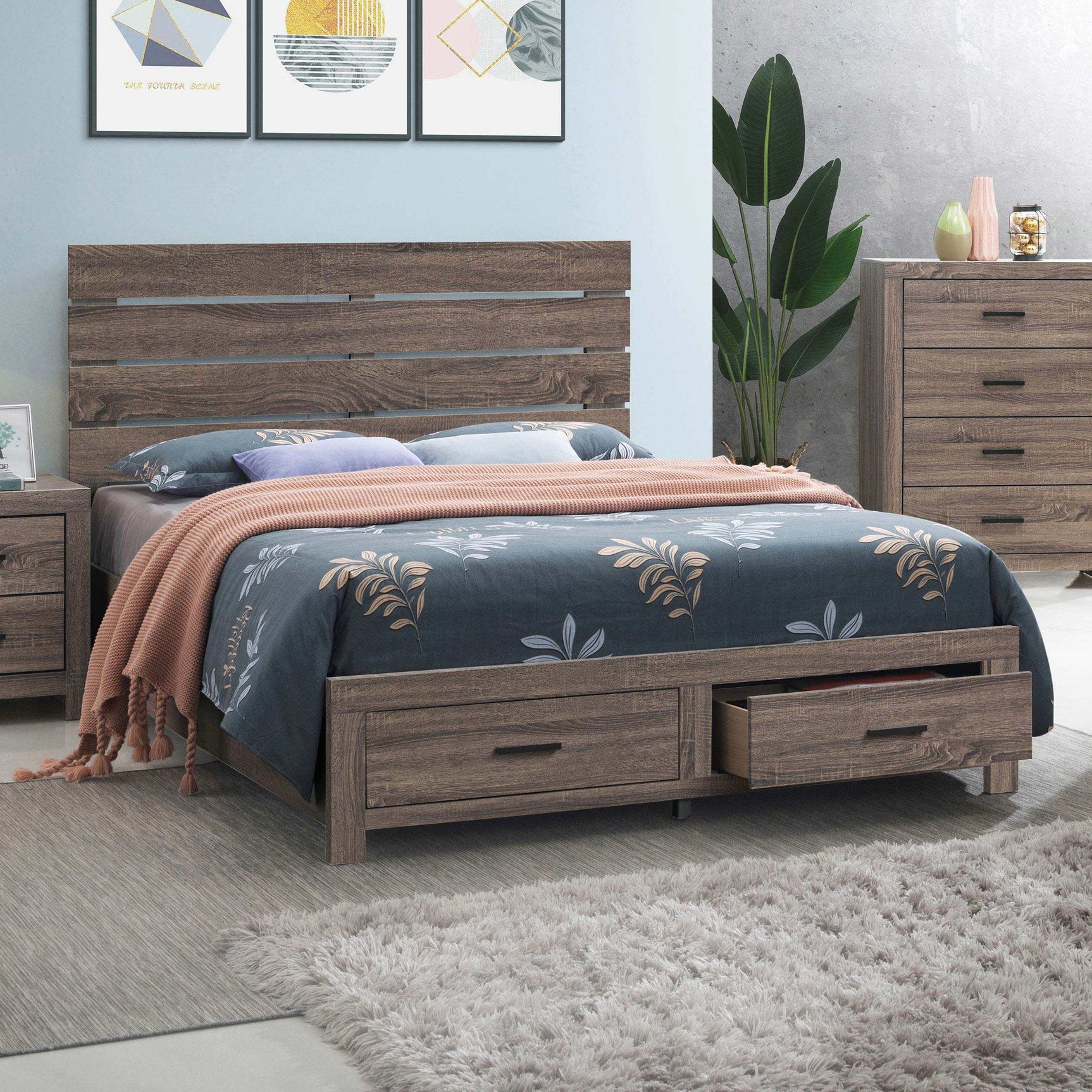 Brantford Barrel Oak Queen Storage Bed - Ornate Home