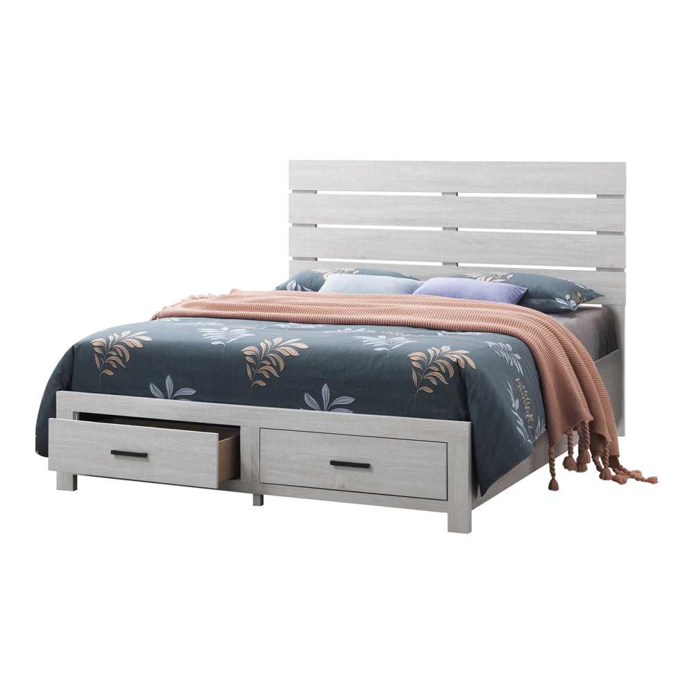 Brantford Coastal White Storage Queen Bed 5 Pc Set - Ornate Home