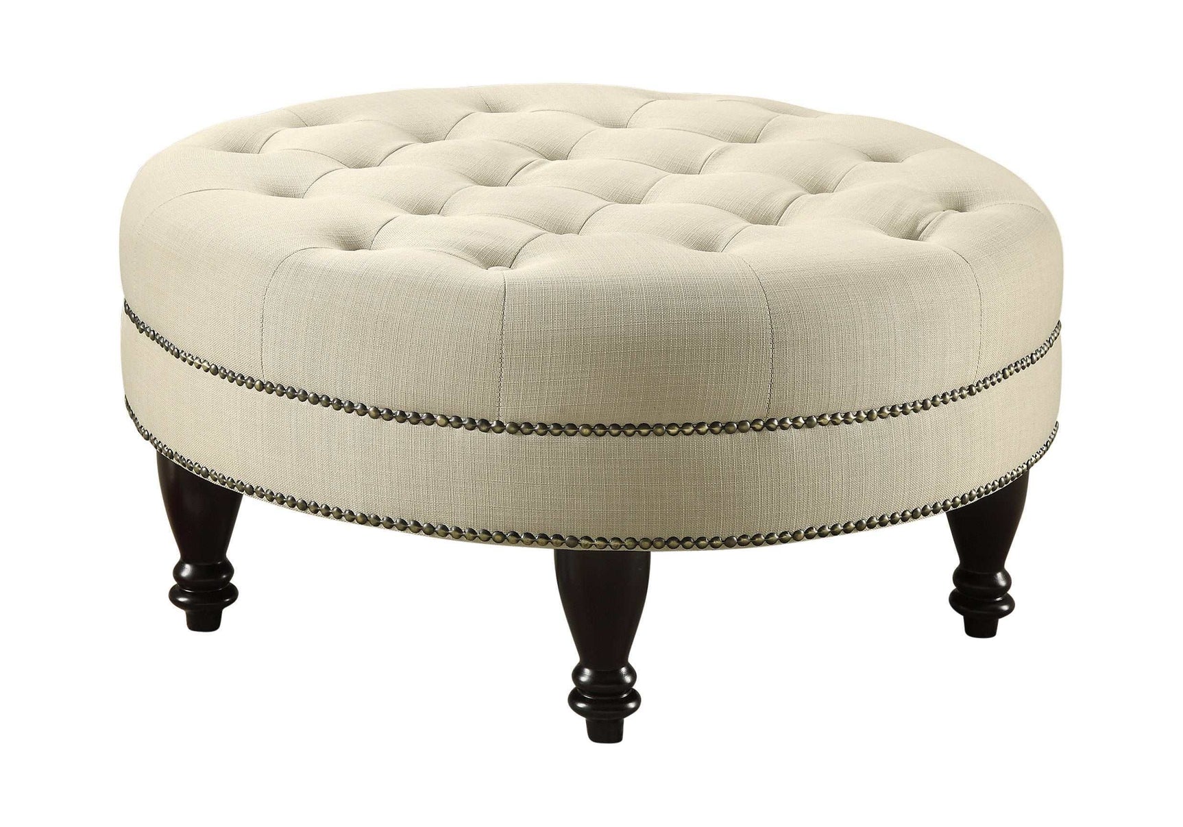 Brax Oatmeal Round Ottoman - Ornate Home