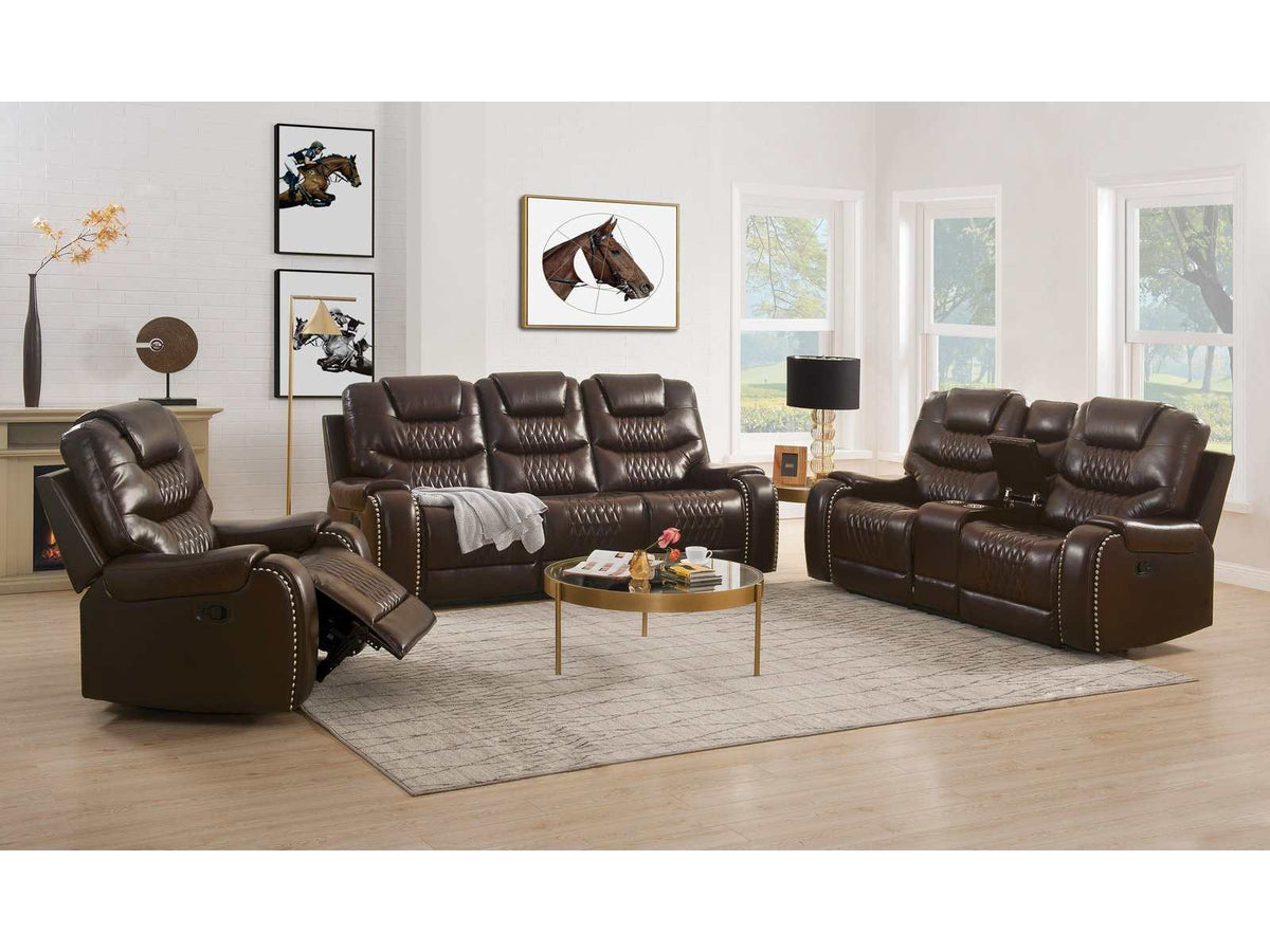 Braylon Brown PU Motion Sofa+Loveseat - Ornate Home