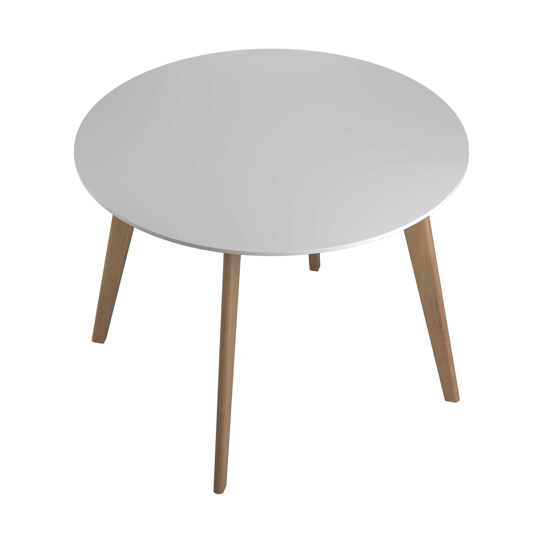 Breckenridge Matte White & Natural Oak Round Dining Table - Ornate Home