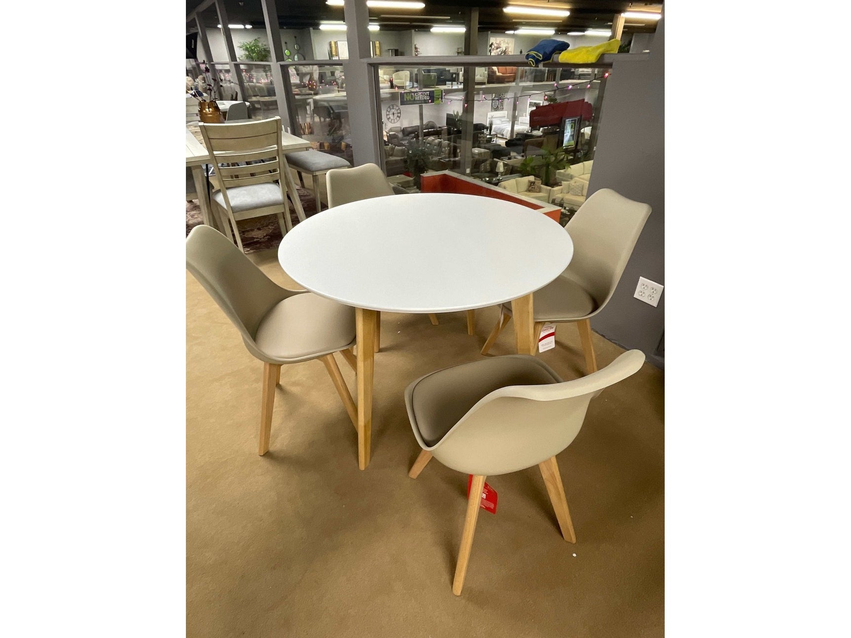 Breckenridge Matte White/Natural Oak & Tan Dining Room Set / 5pc - Ornate Home