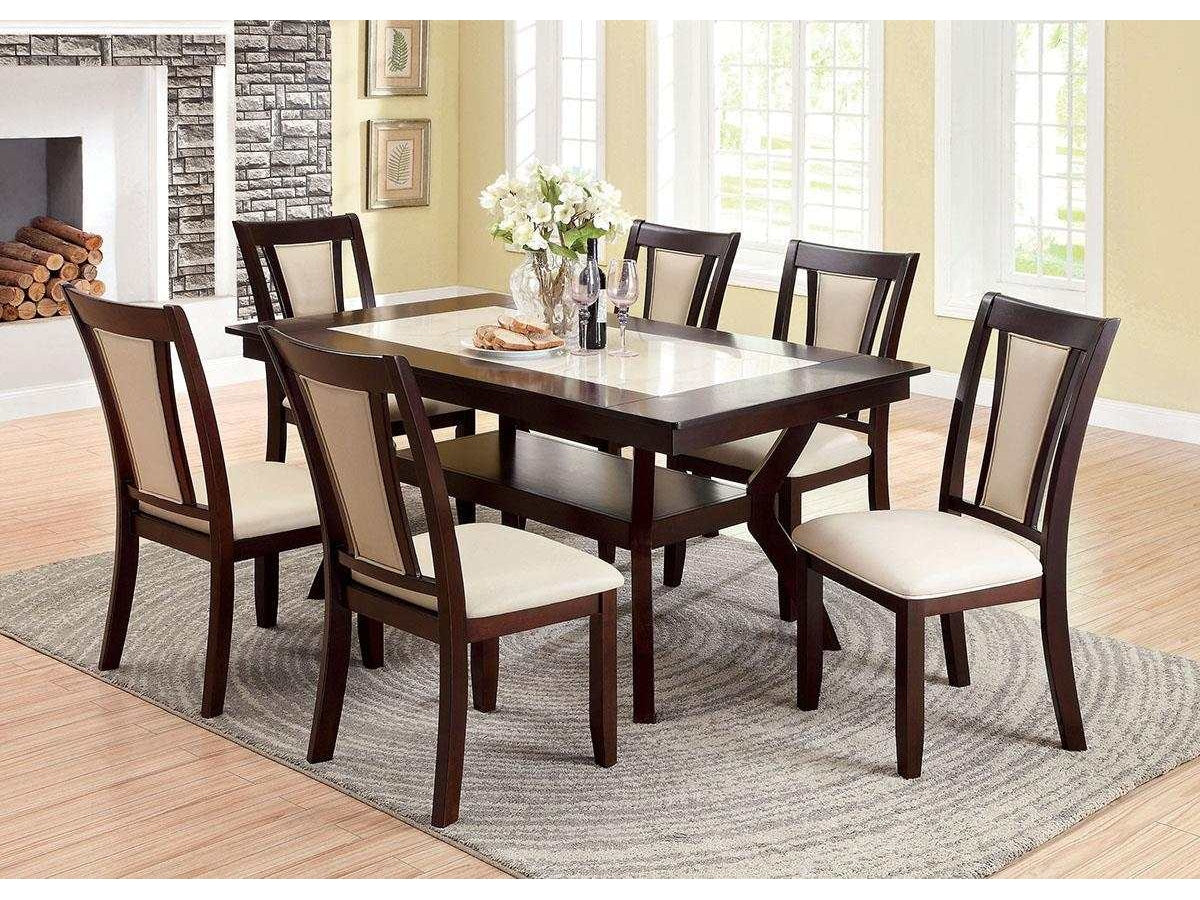 Brent Dark Cherry/Ivory Dining Room Set / 7-Piece - Ornate Home
