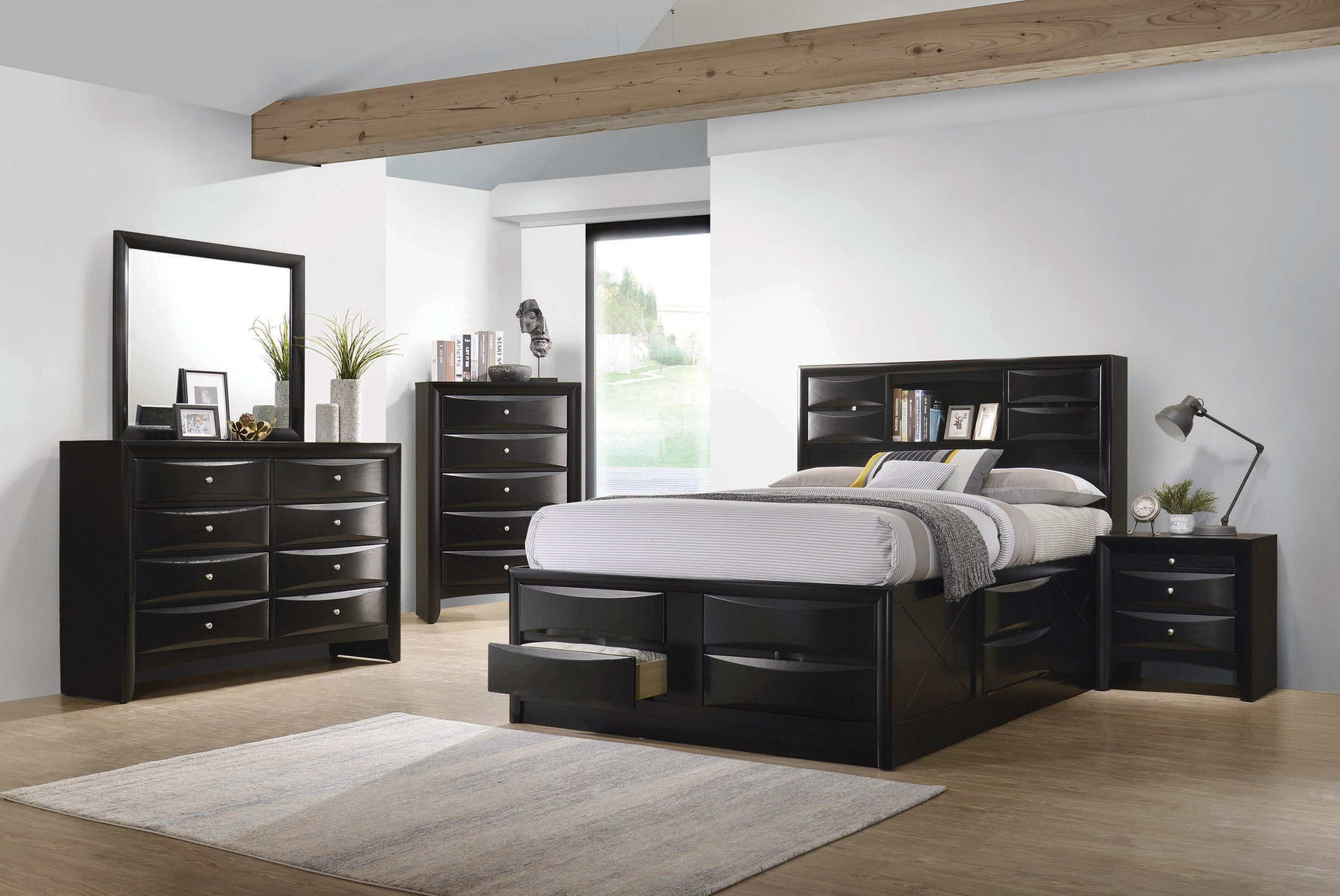 Briana Black California King Platform Bed w/ Storage - Ornate Home