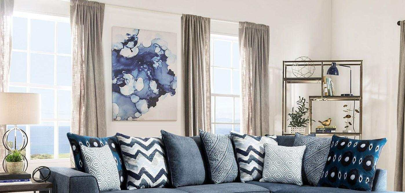 Brielle Blue L Shape Sectional Sofa - Ornate Home