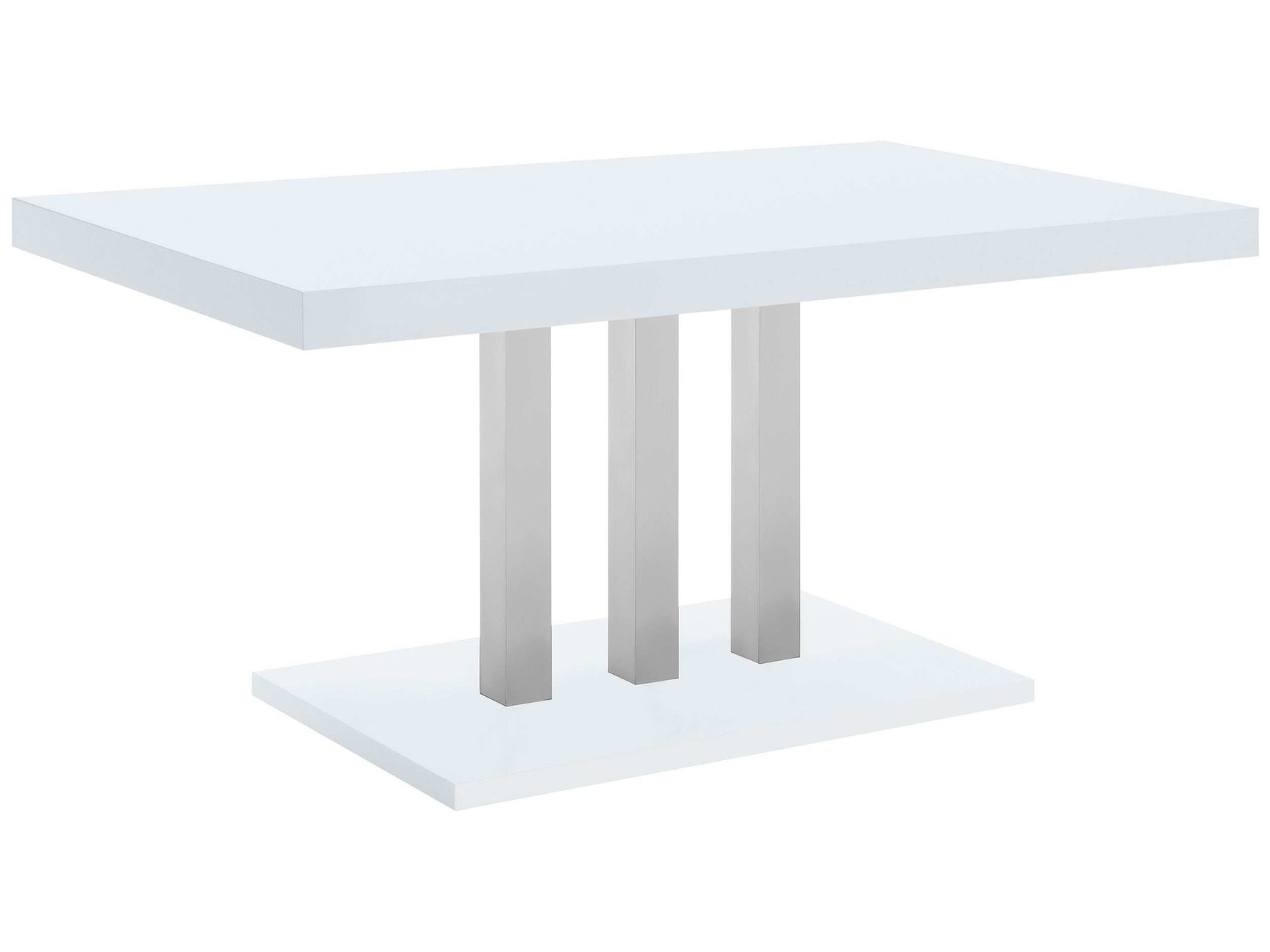 Brooklyn White High Gloss / Stainless Steel Dining Table - Ornate Home