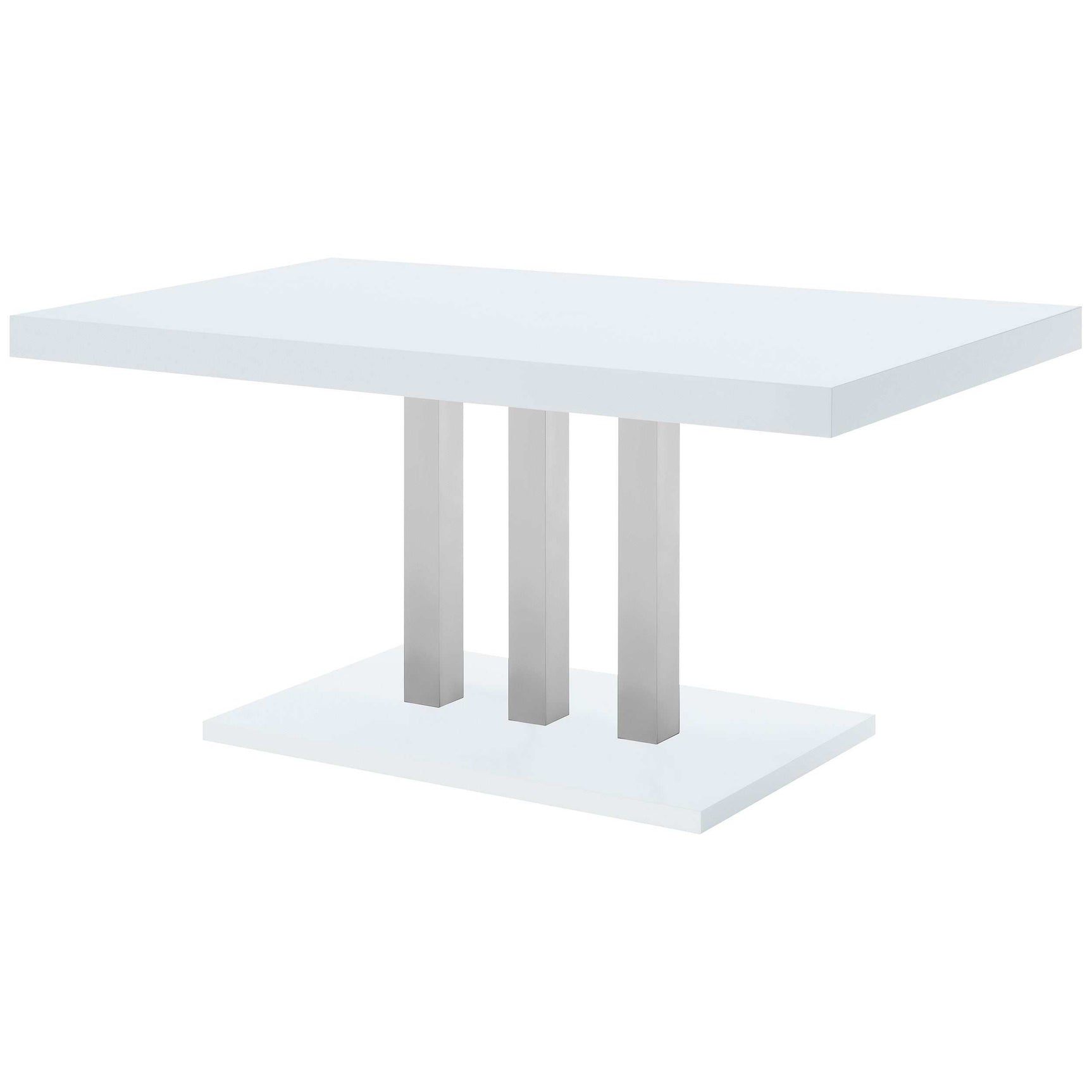 Brooklyn White High Gloss / Stainless Steel Dining Table - Ornate Home