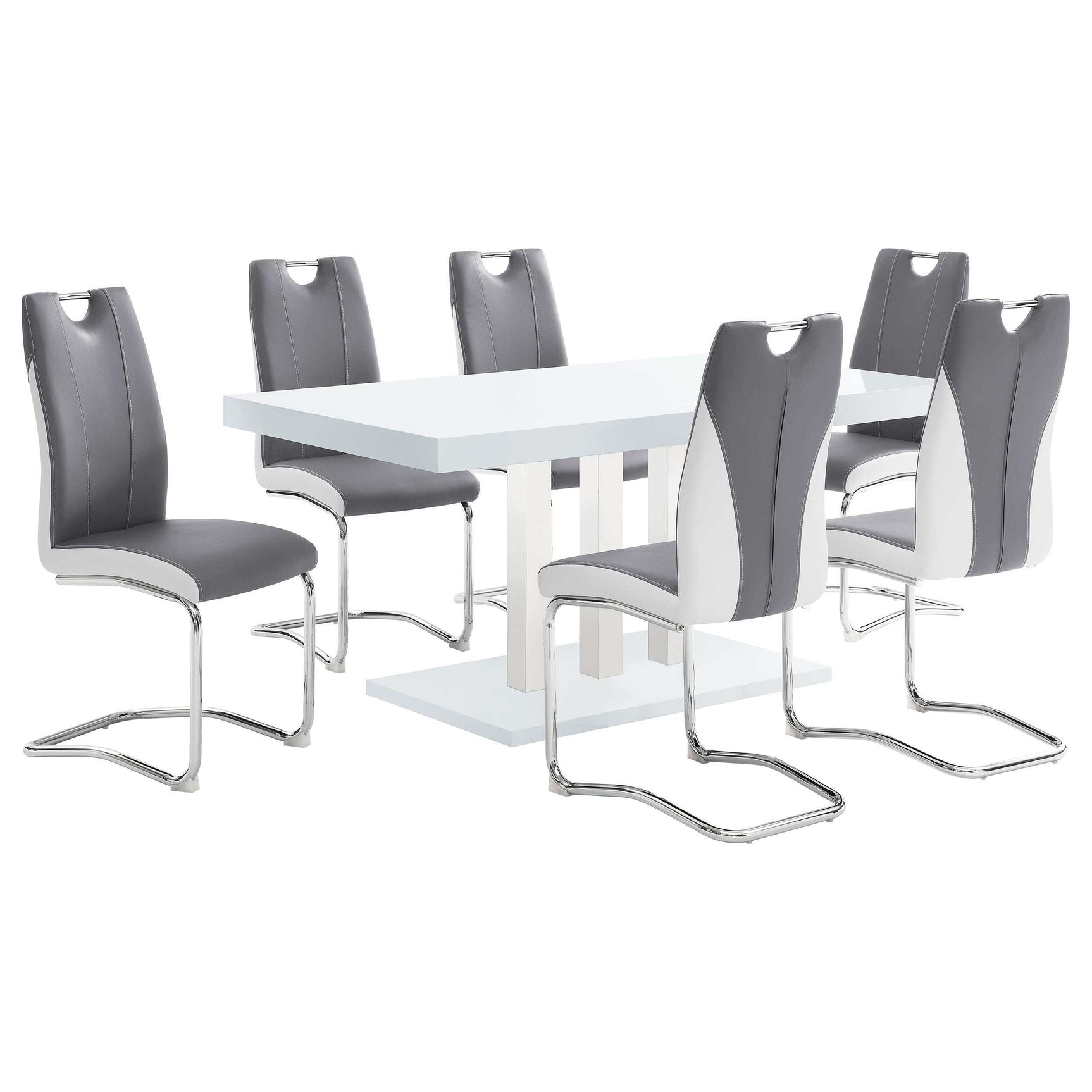 Brooklyn White High Gloss / Stainless Steel Dining Table - Ornate Home