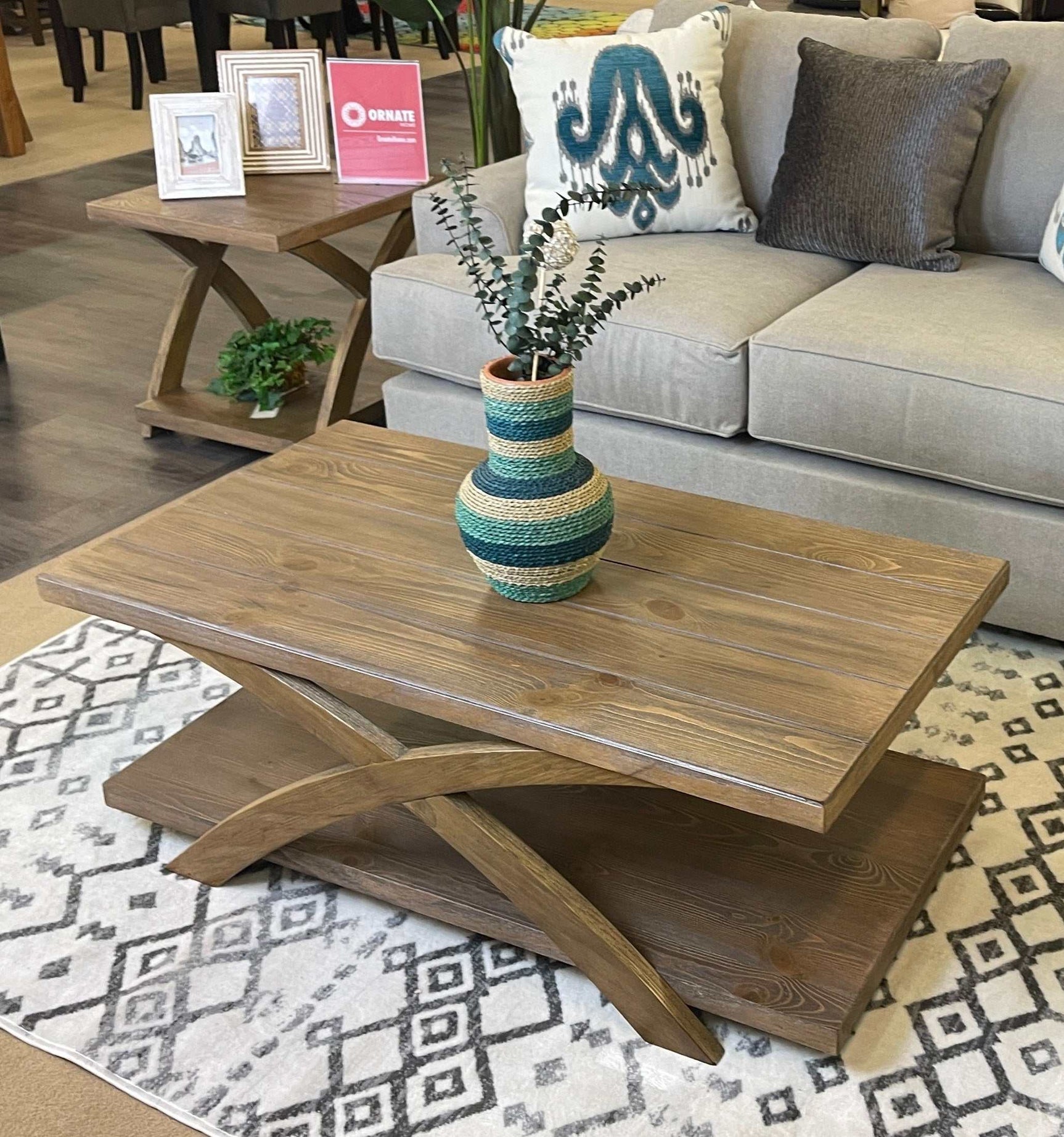 Bryanna Antique Light Oak 3pc Coffee Table Set - Ornate Home