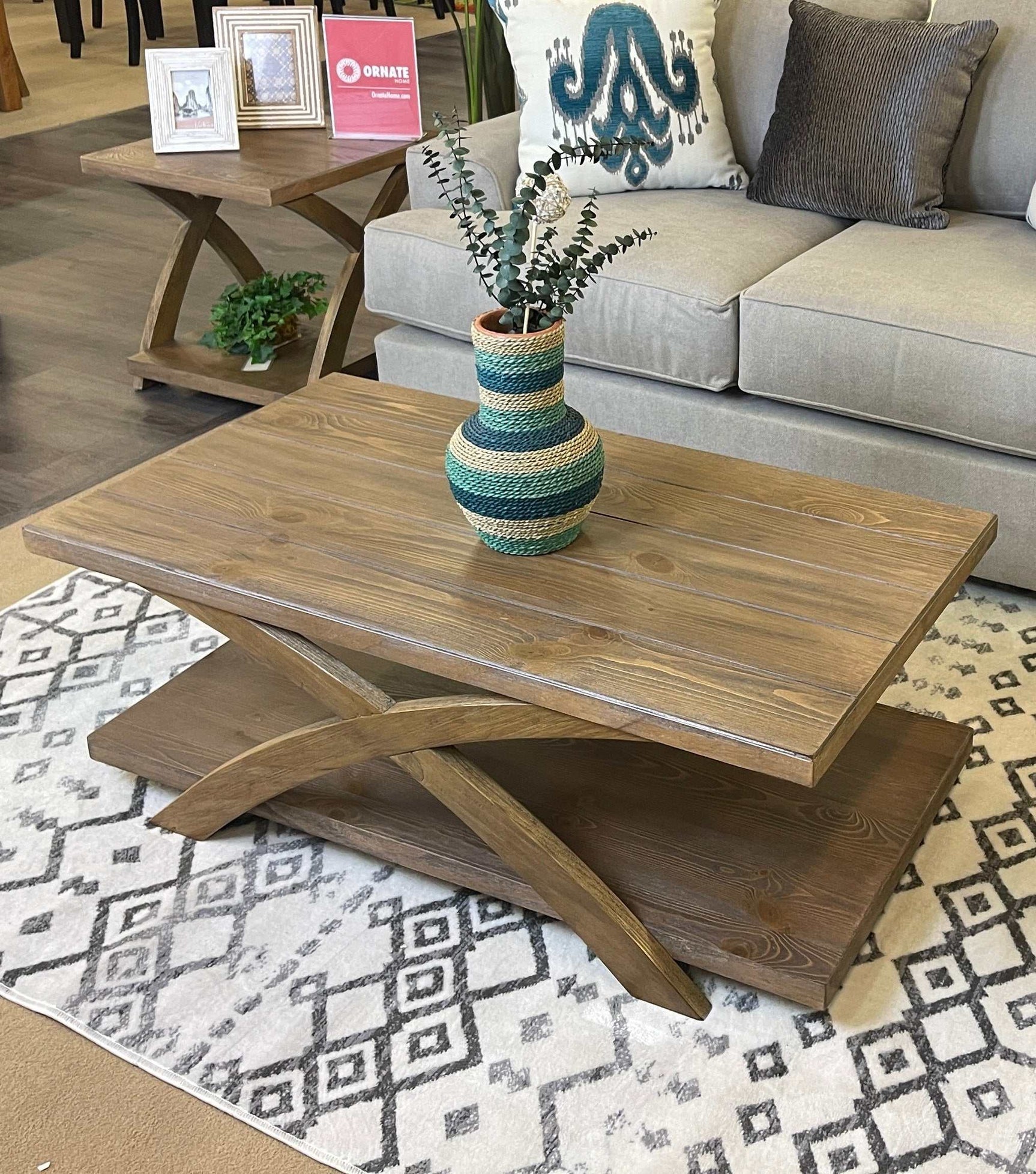 Bryanna Antique Light Oak 3pc Coffee Table Set - Ornate Home