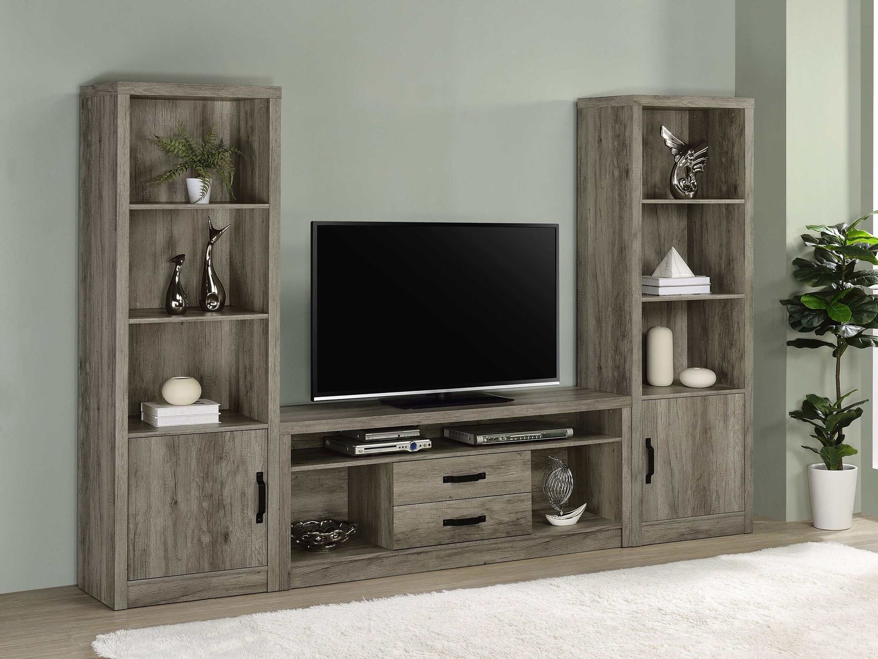 Burke Grey Driftwood 3 Pc Entertainment Center - Ornate Home