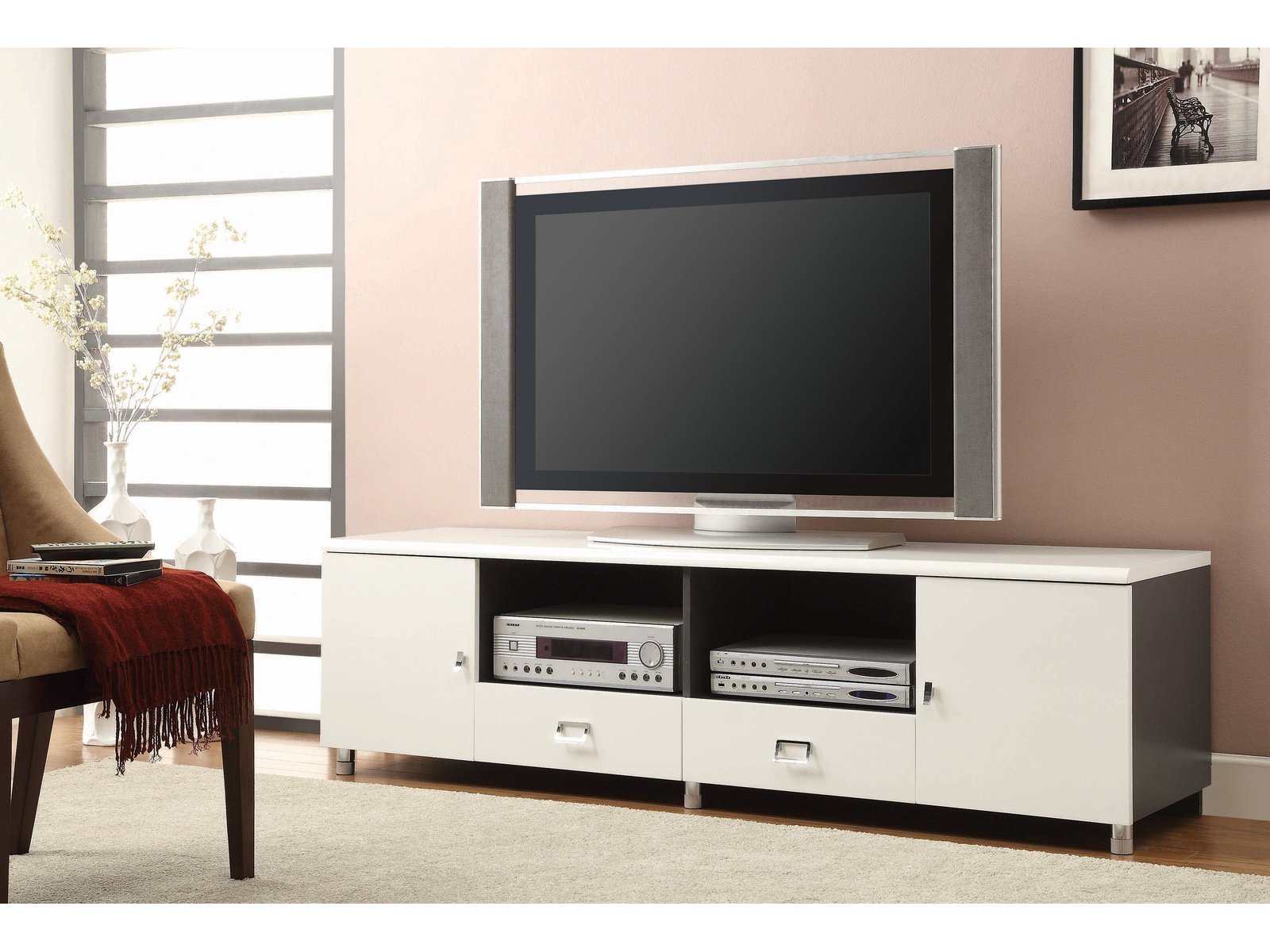 Burkett White & Grey 2 Drawer TV Console - Ornate Home