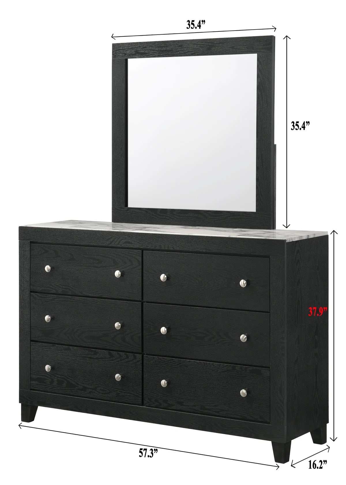 Cadence Black Dresser & Mirror - Ornate Home