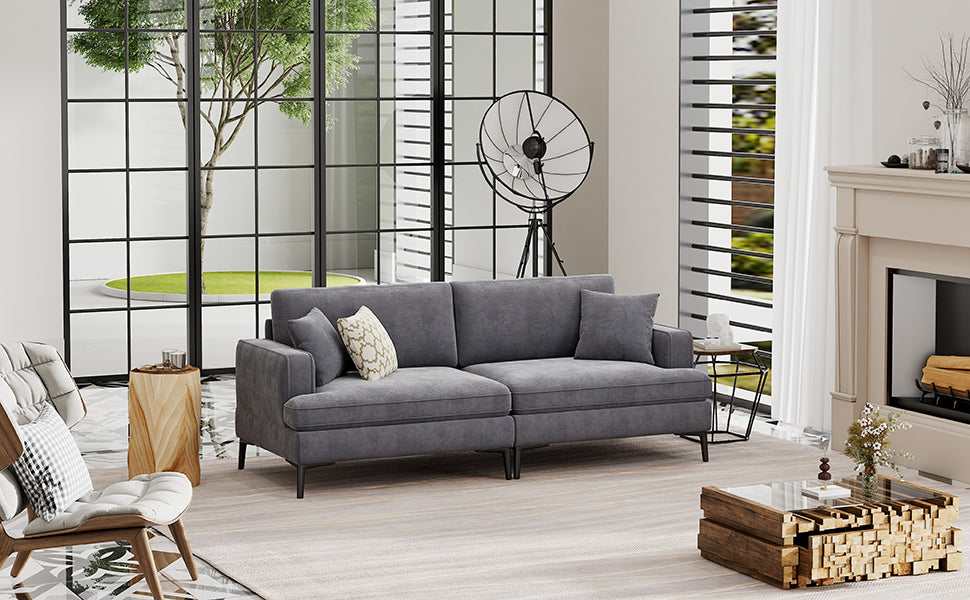 Calaveras Modern Loveseat with Iron Legs Gray - Ornate Home