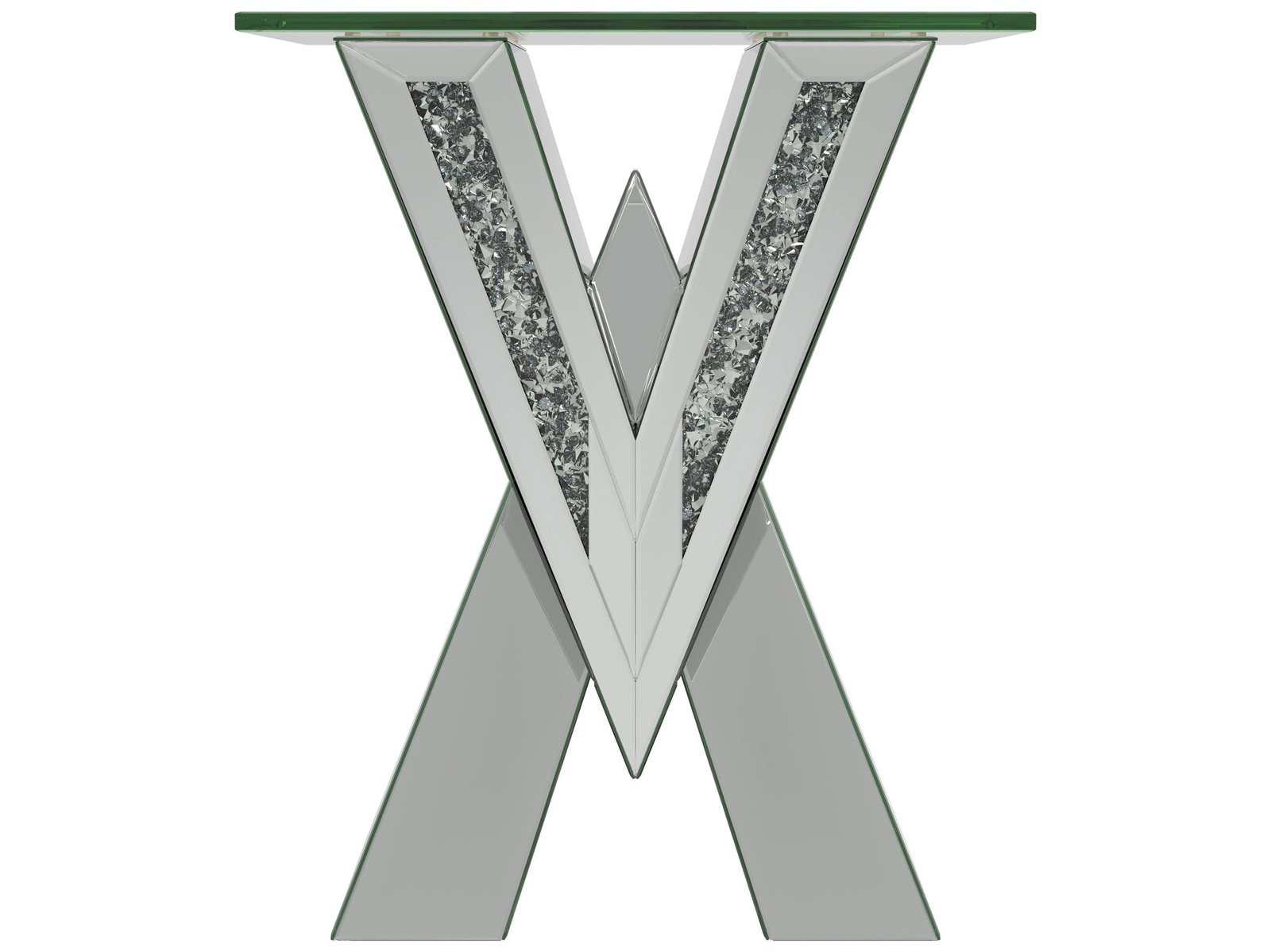 Caldwell Silver VShaped End Table W/ Glass Top - Ornate Home