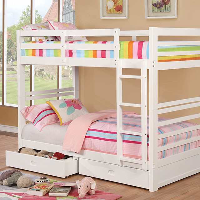 California White Twin/Twin Bunk Bed - Ornate Home