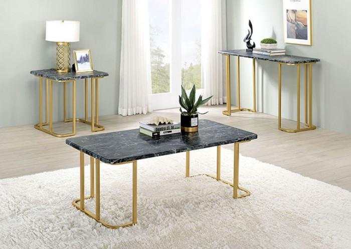 Calista Black & Gold End Table - Ornate Home